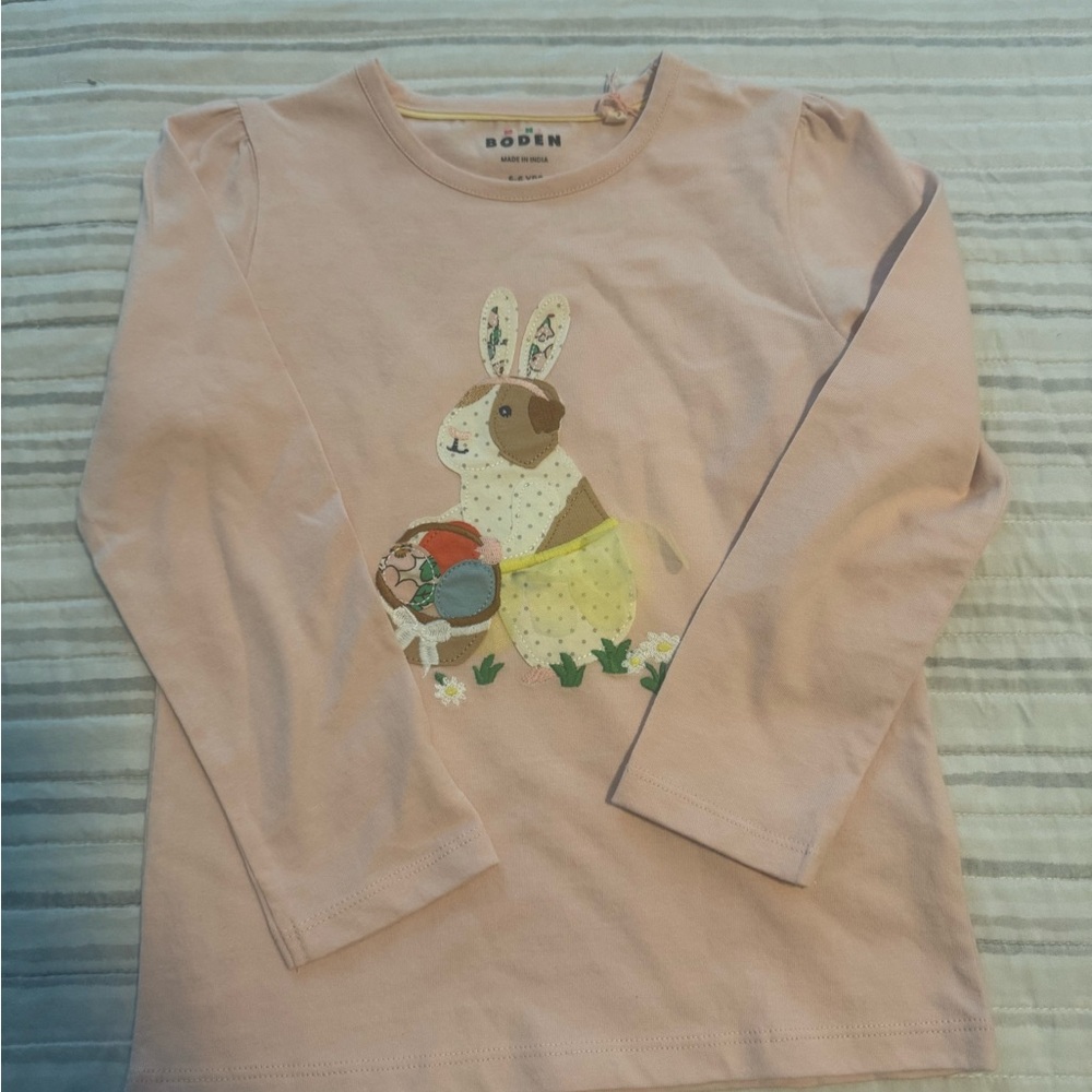 Boden Blush Bunny Long Sleeve Kids Tee